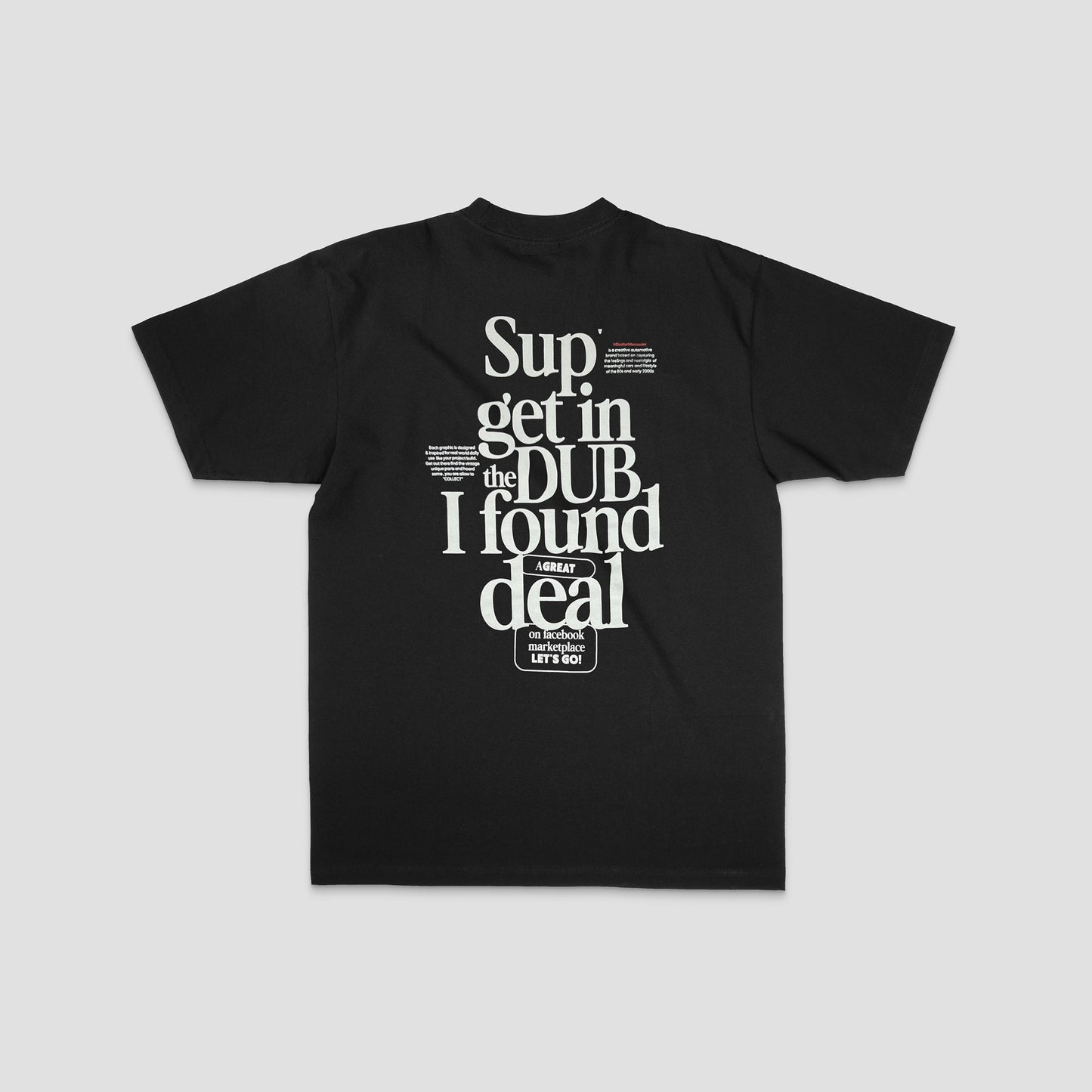 Rear print of a unisex, black shirt for Volkswagen enthusiasts who love a Facebook Marketplace deal!
