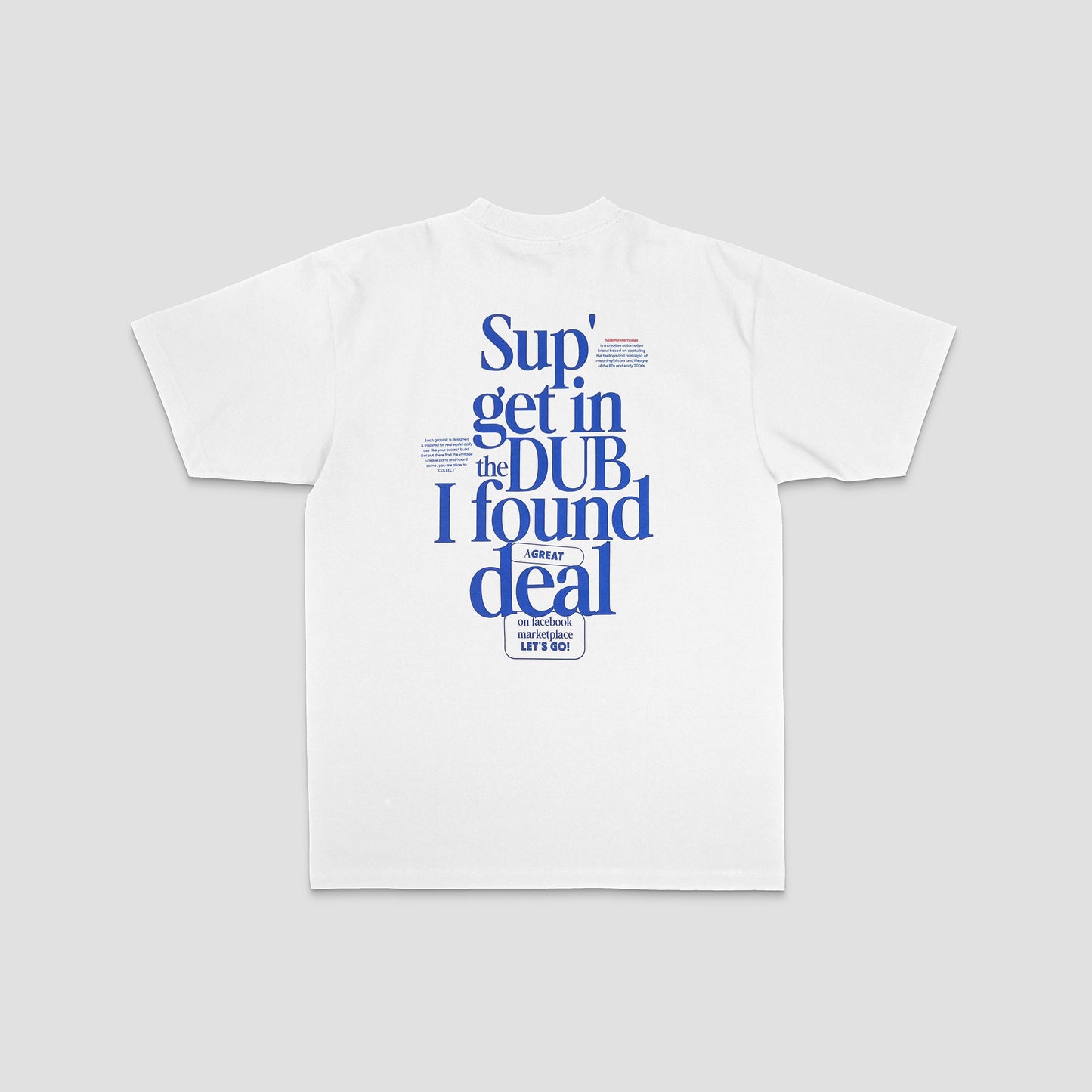Rear print of a unisex, white shirt for Volkswagen enthusiasts who love a Facebook Marketplace deal!