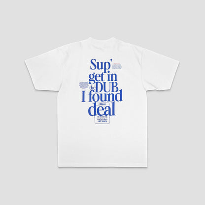 Rear print of a unisex, white shirt for Volkswagen enthusiasts who love a Facebook Marketplace deal!