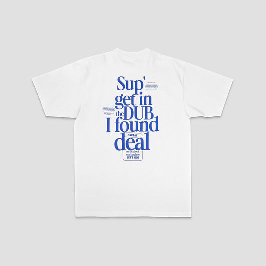 Rear print of a unisex, white shirt for Volkswagen enthusiasts who love a Facebook Marketplace deal!